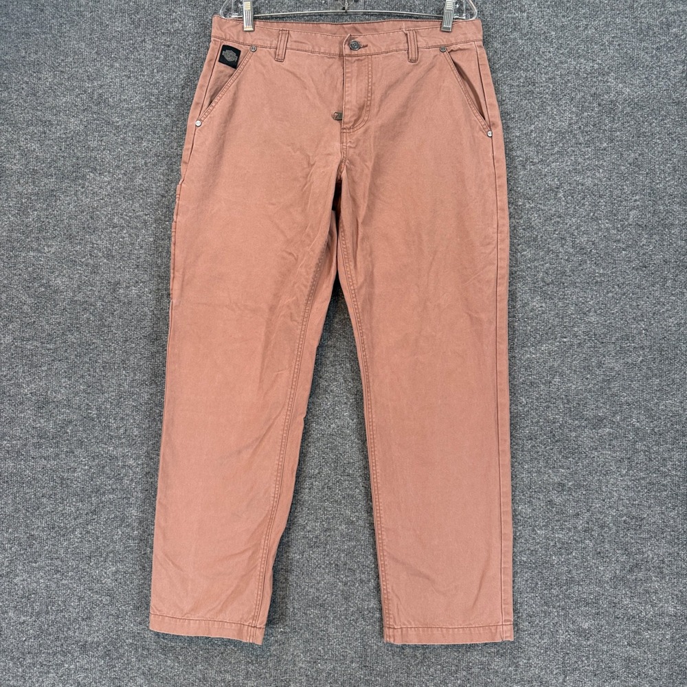 Harley Davidson Carpenter Pants Mens 34x28 Peach Utility Biker Workwear Cotton